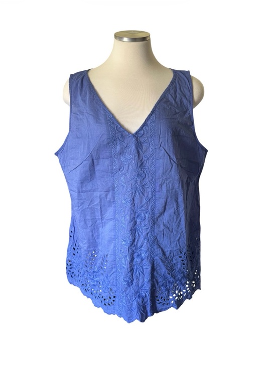 Soft Surroundings Tops - Soft Surroundings Periwinkle V-Neck Eyelet Tank